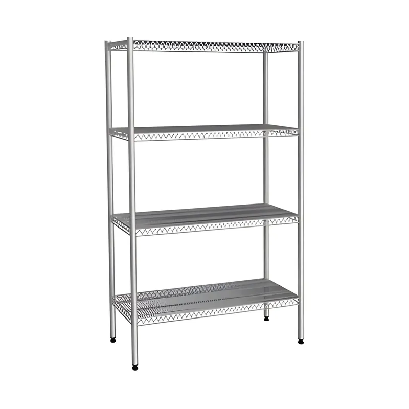 Abholung in der Filiale | Edelstahlregal mit Drahtböden – 530×1370×1800 mm – 4 Ebenen – Drahtböden – Edelstahl 201